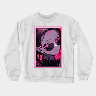 Aesthetic Anime Girl Pink Rosa Black | Quality Aesthetic Anime Design | Chibi Manga Anime Art Crewneck Sweatshirt